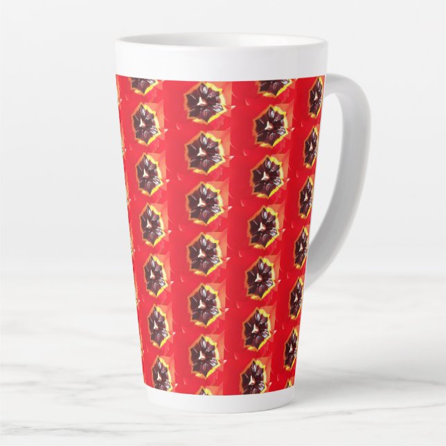 Caneca De Café Latte Tulipa Vermelha Escarlate (Ângulo direito)