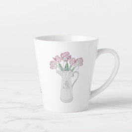 Caneca De Café Latte Tulipas em Jarro de Cerâmica