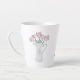Caneca De Café Latte Tulipas em Jarro de Cerâmica