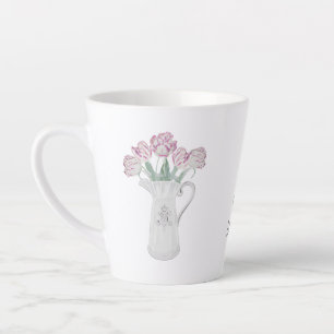 Caneca De Café Latte Tulipas em Jarro de Cerâmica
