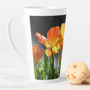 Caneca De Café Latte Tulipas Laranja Altas