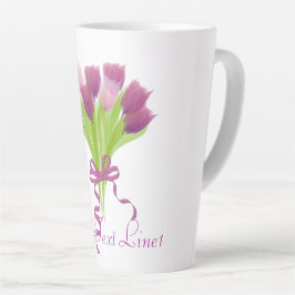 Caneca De Café Latte Túlipas Personalizadas
