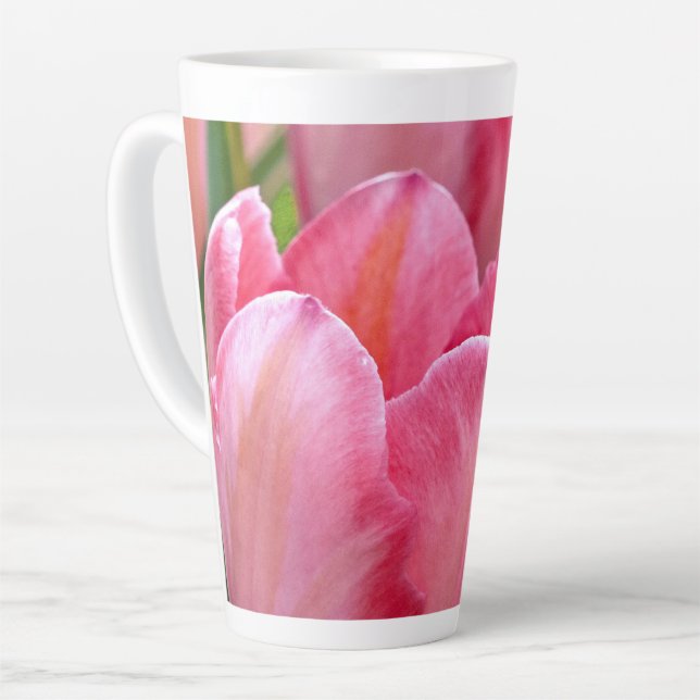 Caneca De Café Latte Tulipas Rosa (Ângulo esquerdo)