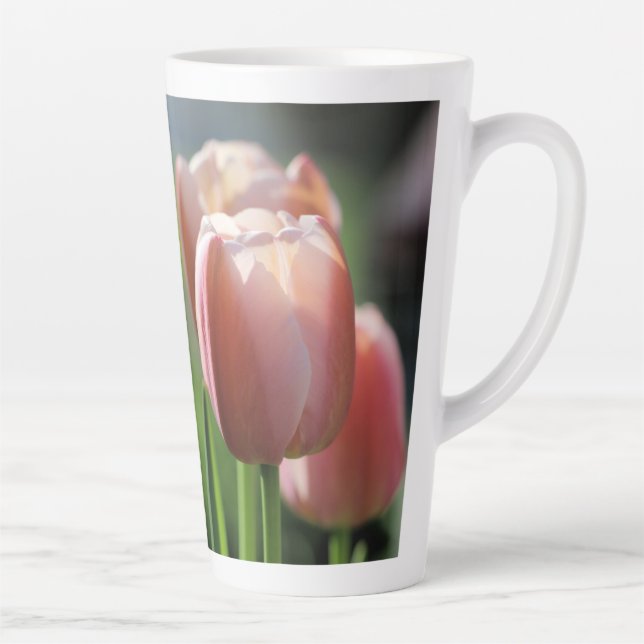 Caneca De Café Latte Tulipas Rosa (Direita)