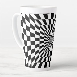 Caneca De Café Latte túnel de chessboard com ilusão óptica