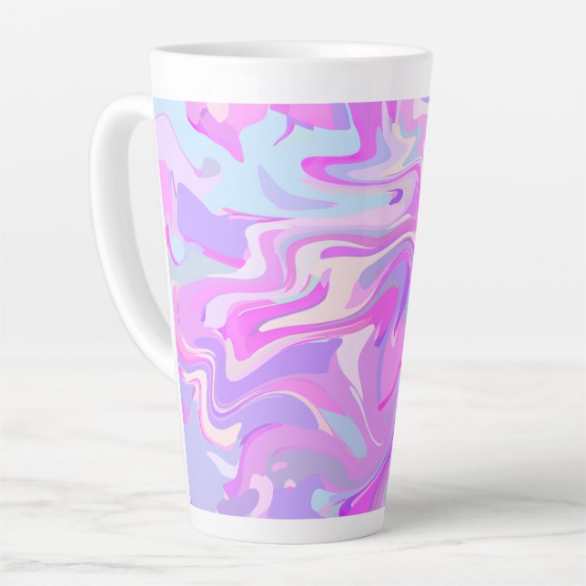 Caneca De Café Latte Turquesa rosa púrpura marmoreada (Ângulo esquerdo)