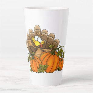 Caneca De Café Latte Turquia e Pumpkins