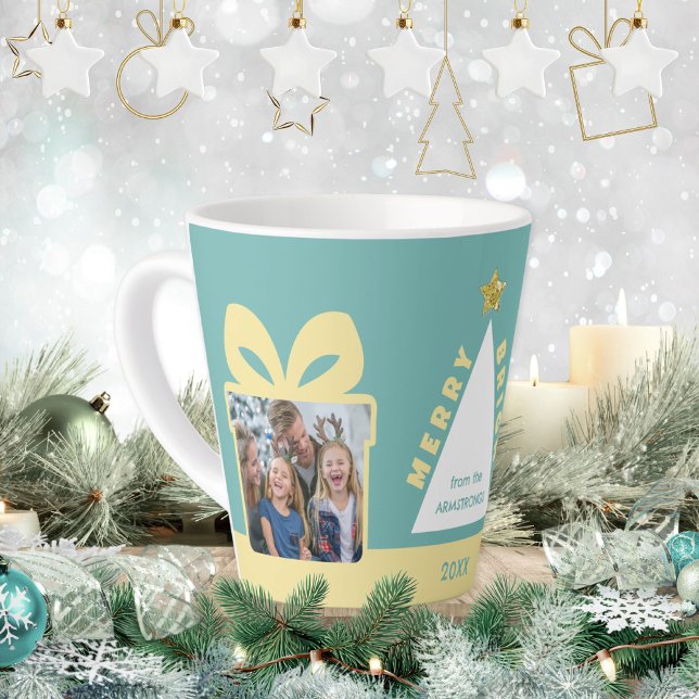 Caneca De Café Latte Turquoise 2 Photo Minimalist Keepsake (Turquoise 2 Photo Minimalist Keepsake Latte Mug ©Susanne Sachers - Sunny Mind 🌞)