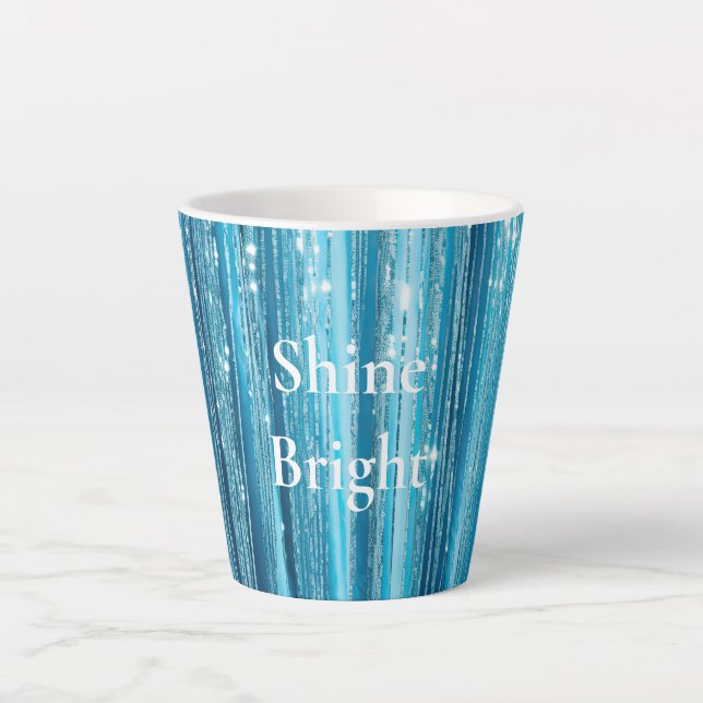 Caneca De Café Latte Turquoise Aqua Glam Glitter (Frente)