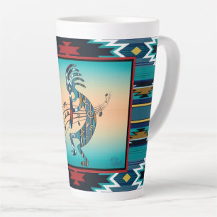 Caneca De Café Latte Turquoise Kokopelli Latte