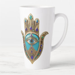 Caneca De Café Latte Turquoise Third Eye Hamsa