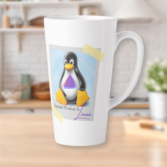 Caneca De Café Latte Tux do SO Windows Endevour atualizado (Upgraded Windows Endevour OS Tux Latte Mug)