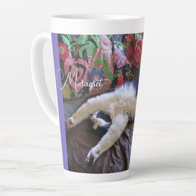 Caneca De Café Latte Tuxedo Cat Cute doing a Mexican Wave Funny Cats (Ângulo esquerdo)