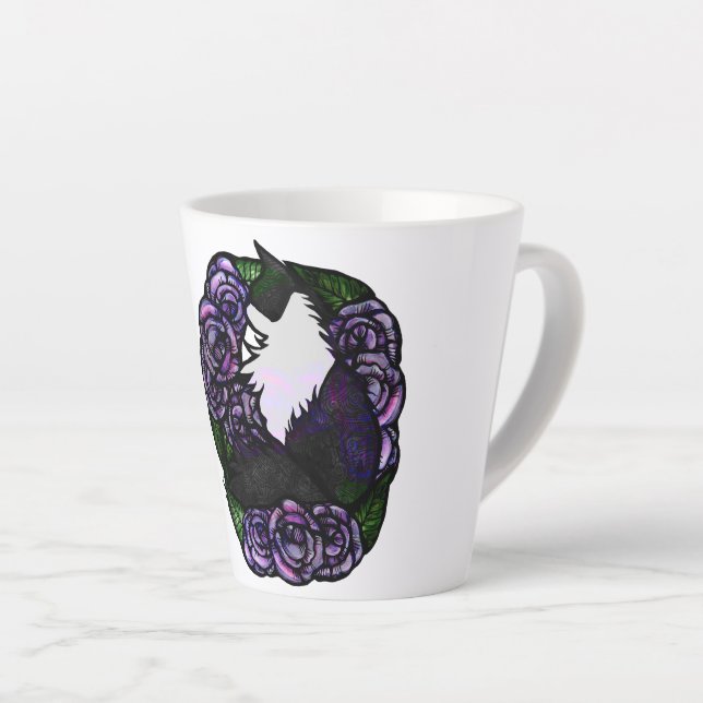 Caneca De Café Latte Tuxedo Gato preto e branco (Ângulo direito)