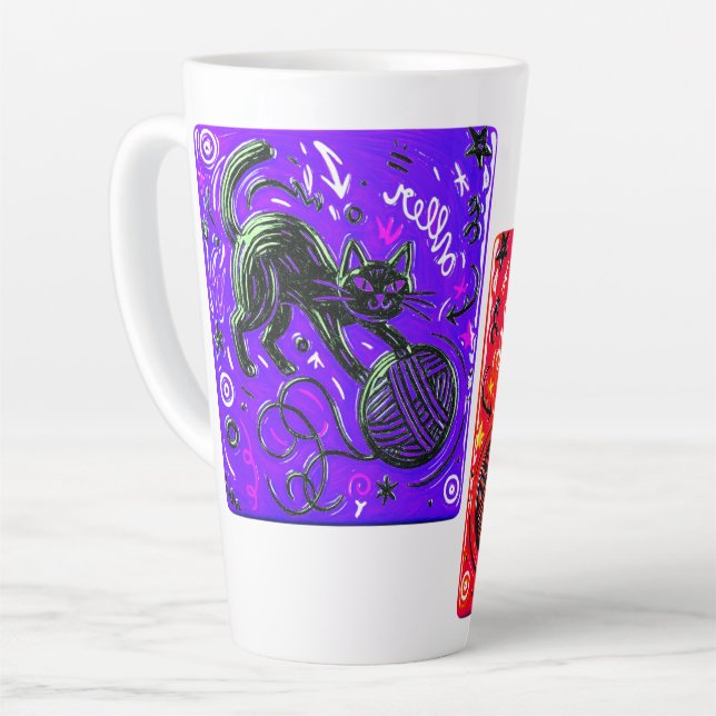 Caneca De Café Latte Two-Tone Black Cat (Ângulo esquerdo)