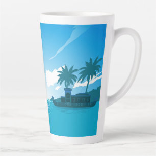 Caneca De Café Latte Um barco no mar
