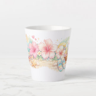 Caneca De Café Latte Um belo design de verão inspirado em flores