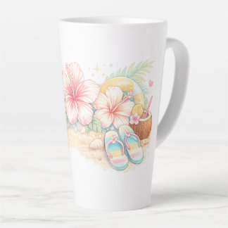 Caneca De Café Latte Um belo design de verão inspirado em flores