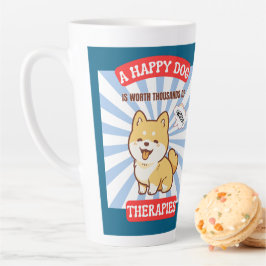 Caneca De Café Latte Um cachorro feliz Shiba cachorro fofo