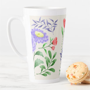 Caneca De Café Latte Um conjunto de flores pintadas em aquarela