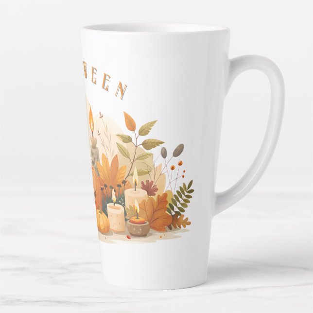 Caneca De Café Latte Um copo com impressão de abóbora de Halloween (Direita)