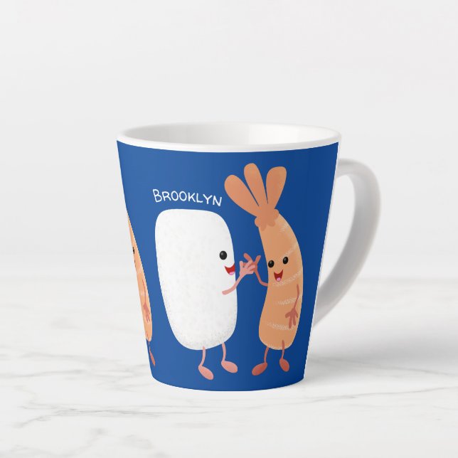 Caneca De Café Latte Um desenho animado de amigos de camarão de arroz d (Ângulo direito)