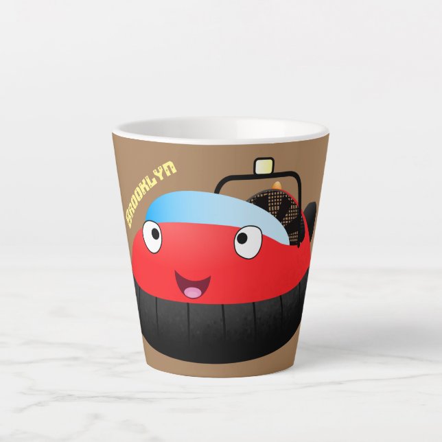 Caneca De Café Latte Um desenho animado de hovercraft, vermelho e bonit (Frente)
