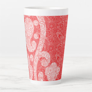 Caneca De Café Latte Um design ornamentado paisley com vermelho e bl ri