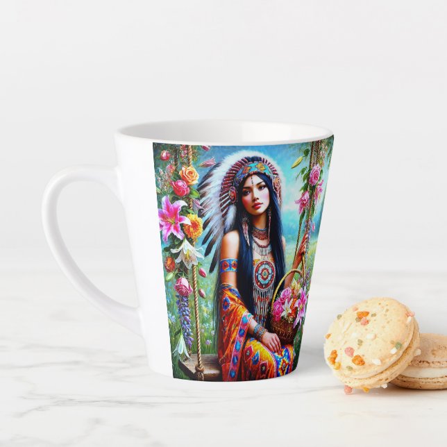 Caneca De Café Latte Um Embraço Quente numa Taça (In Situ)