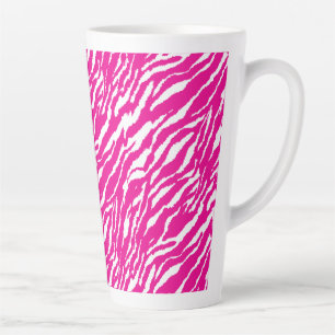 Caneca De Café Latte Um intrincado padrão floral em rosa e branco, arte