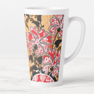 Caneca De Café Latte Um intrincado padrão oriental com vibrantes