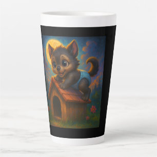 Caneca De Café Latte Um Lobisomem Bonito na Casa dos Cachorros Fantasia