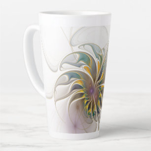 Caneca De Café Latte Um ornamento fractal colorido. Abstrato