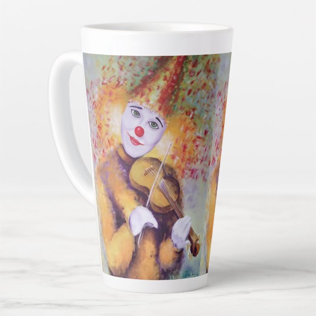 Caneca De Café Latte Um palhaço doce tocando violino (Ângulo esquerdo)