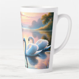 Caneca De Café Latte Um par de pântanos a planar num lago sereno