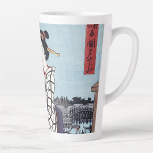 Caneca De Café Latte Uma Fria Noite de Verão na Ponte, Utagawa Hiroshig