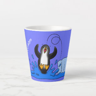 Caneca De Café Latte Uma ilustração de desenho animado de pinguins de s