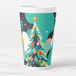 Caneca De Café Latte Uma ilustração moderna da árvore de natal 1 - Cane
