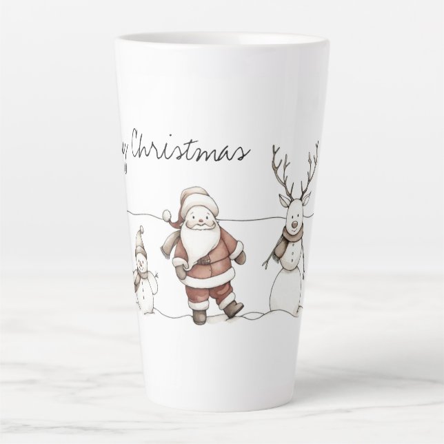 Caneca De Café Latte Uma Linha de Alegria Natalina (Frente)