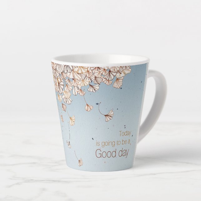 Caneca De Café Latte Uma manhã tranquila - Folhas de Ginkgo (Ângulo direito)