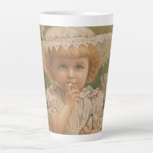 Caneca De Café Latte "Uma Páscoa em Flor" Ilustração Vintage, cerca de 