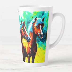 Caneca De Café Latte Uma Peça De Arte De Cavalo Brilhante E Alegre. Com
