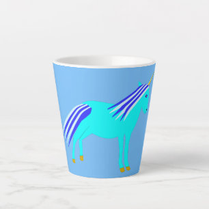 Caneca De Café Latte Unicórnio Bebezinho Azul