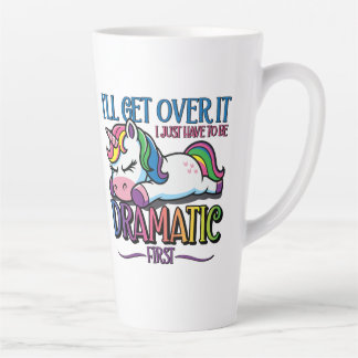 Caneca De Café Latte Unicórnio Dramático