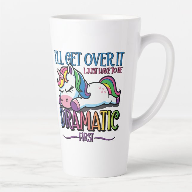 Caneca De Café Latte Unicórnio Dramático (Direita)