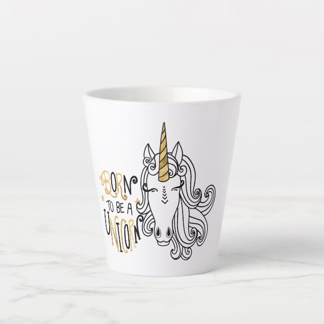 Caneca De Café Latte Unicórnio Natalino Nato (Frente)