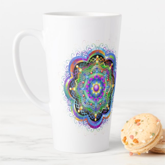 Caneca De Café Latte Universo Mandala Cores Psicodélicas (In Situ)