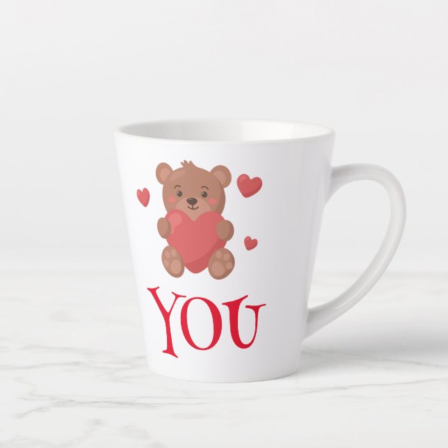 Caneca De Café Latte Urso Cinto Segurando Namorados Latino (Direita)