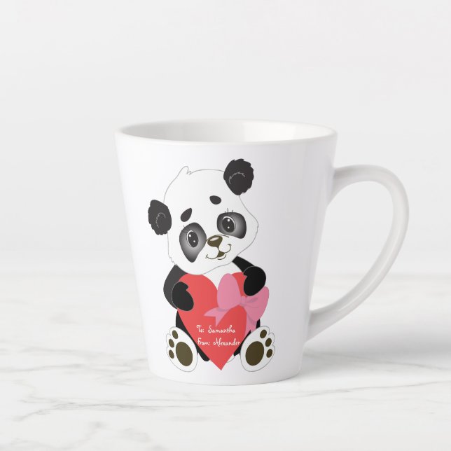 Caneca De Café Latte Urso de Panda Bonito e Amante (Direita)