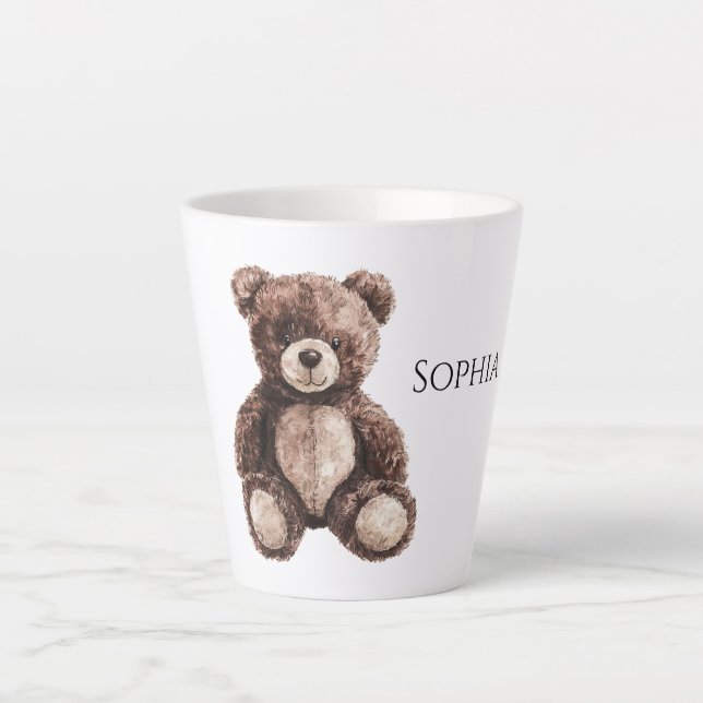Caneca De Café Latte Urso de Pelúcia Marrom Chocolate Fofo (Frente)
